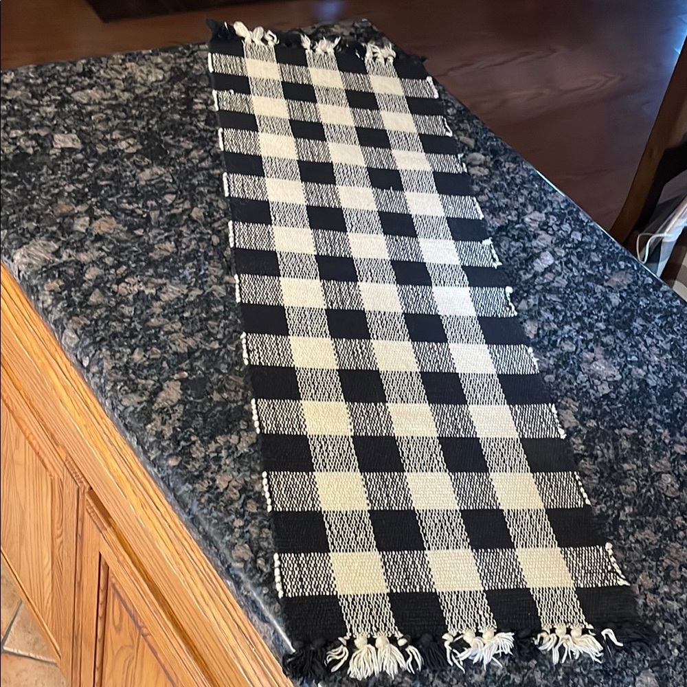 Black and White Checkered Table Runner